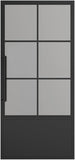 36 in. x 84 in. 6 Lite Frost Glass Black Steel Frame Prehung Interior Door with Door Handle