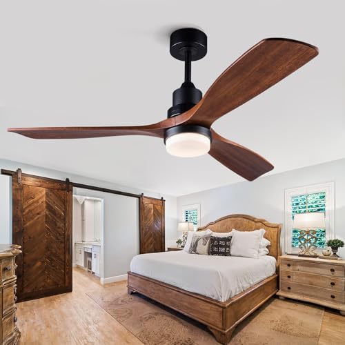 60" Ceiling Fan with LED Light and Remote - Black + Walnut