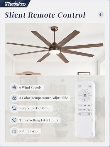 72" Ceiling Fan with LED Light and Remote - Antique Bronze