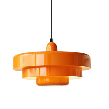 Orange Danish Modern Pendant Lamp, 3-Layer Shade Scandinavian Ceiling Light, Metal Flush Mount Fixture for Dining