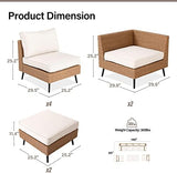 8-Piece PE Rattan Outdoor Patio Furniture Set | Beige All-Weather Resistant with Thick Cushions for Backyard, Garden & Porch