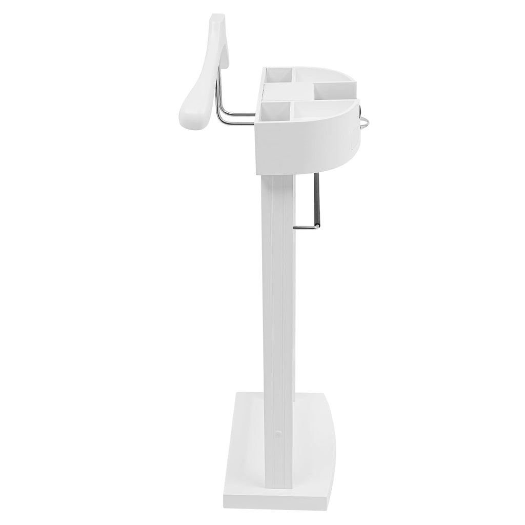 Wooden Valet Stand, Crescent Moon Valet for Men Freestanding Suit Clothes Valet with Drawer, Tray, Contour Hanger