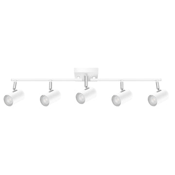5 Light Track Lighting Fixtures Ceiling, Matte White Kichen Track Lighting, Rotatable Light Heads, Adjustable Modern