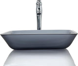 Europea GreyTempered Deco Glass Vessel Bathroom Sink in Grey Transparent Matt | Top Mount Sinks Above Countertop