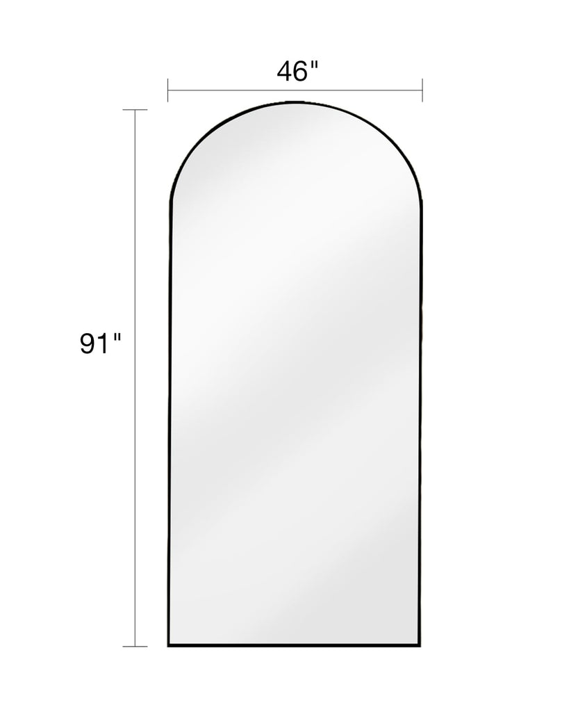 Full Length Floor Mirror, 91x46 Inch Oversized Arched Standing Mirror in Black, Dressing Room - Elegant Freestanding
