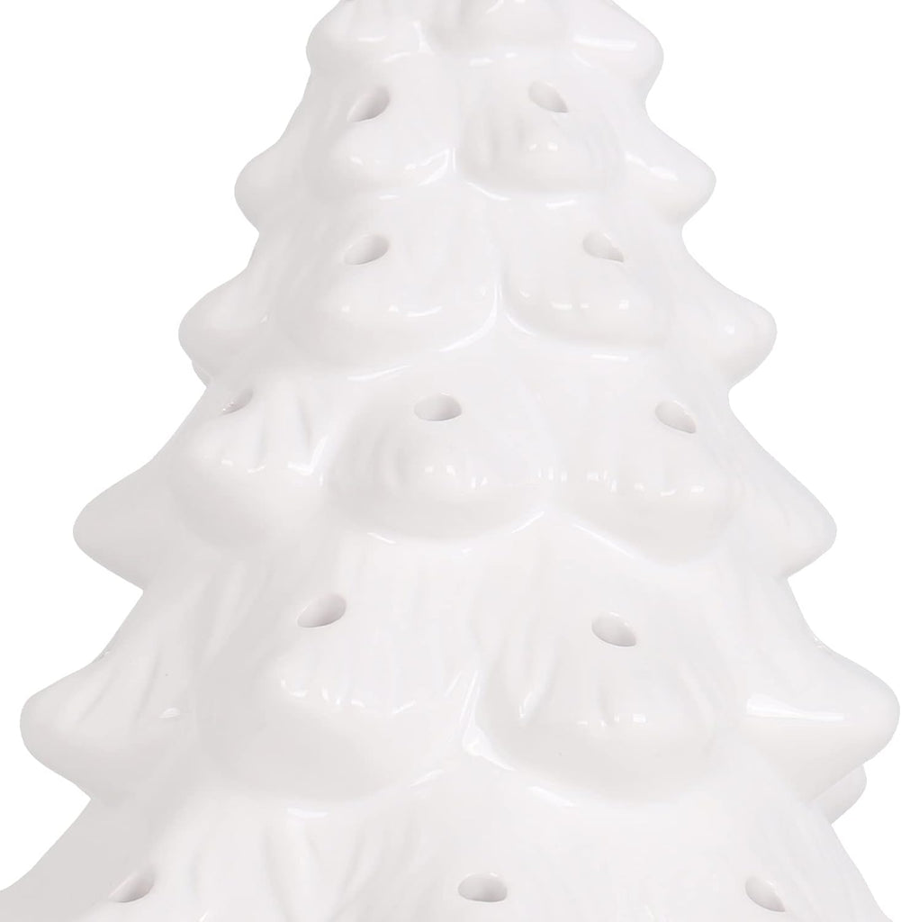 Blank Ceramic Christmas Tree - Lighted Vintage Miniature Tree (Medium, White)