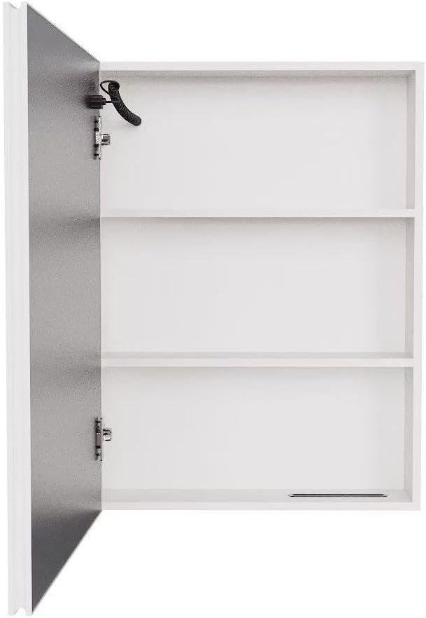 25.59" x 19.69" LED Bathroom Medicine Mirror Cabinet, Wall Mounted Single Door Aluminum Storage Cabinet with Anti-Fog