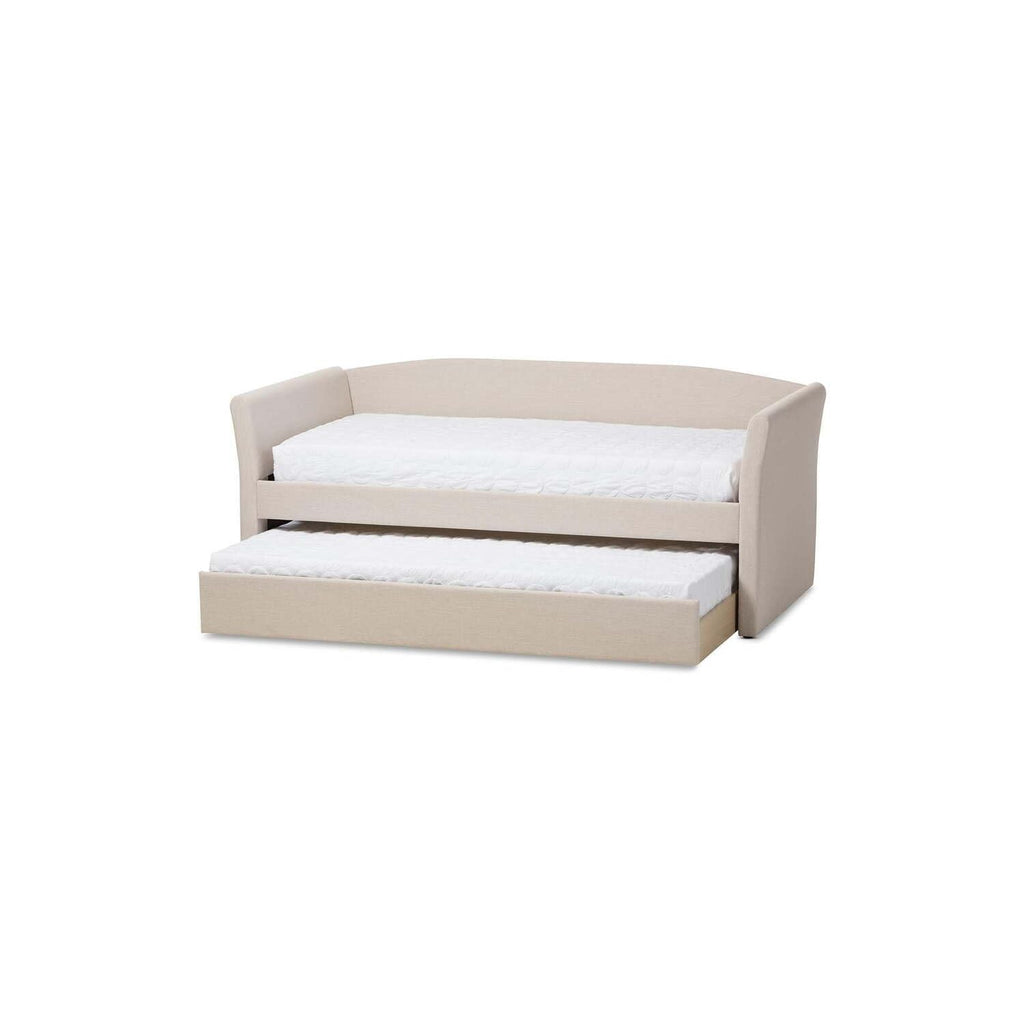Camino Upholstered Daybed with Trundle in Beige
