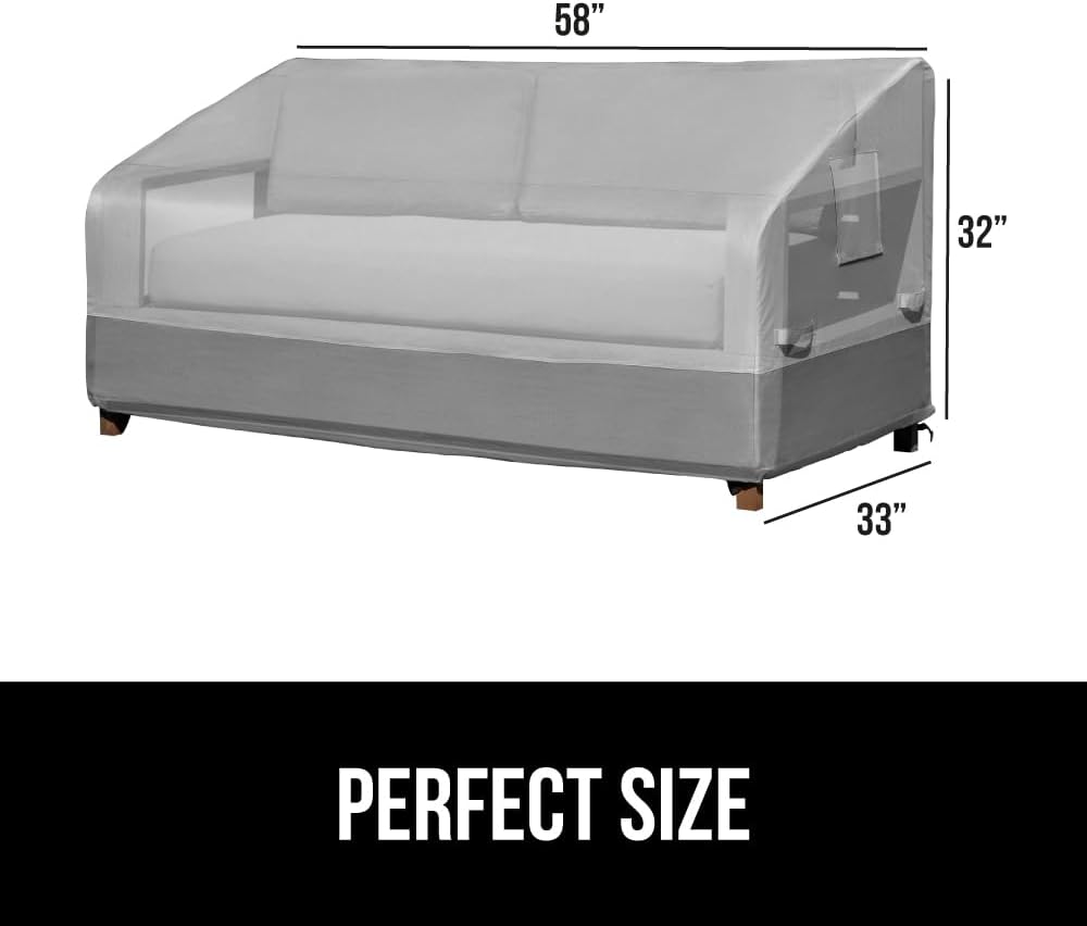 Waterproof Large Outdoor Patio Sofa Cover, 2 Seater 58 Inch, Heavy Duty 600D Furniture Covers Sets for Winter, Keep