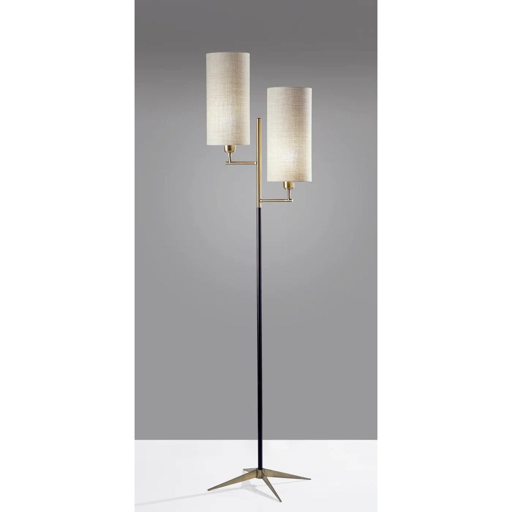 Davis, Floor Lamp, Matte Black/Antique Brass