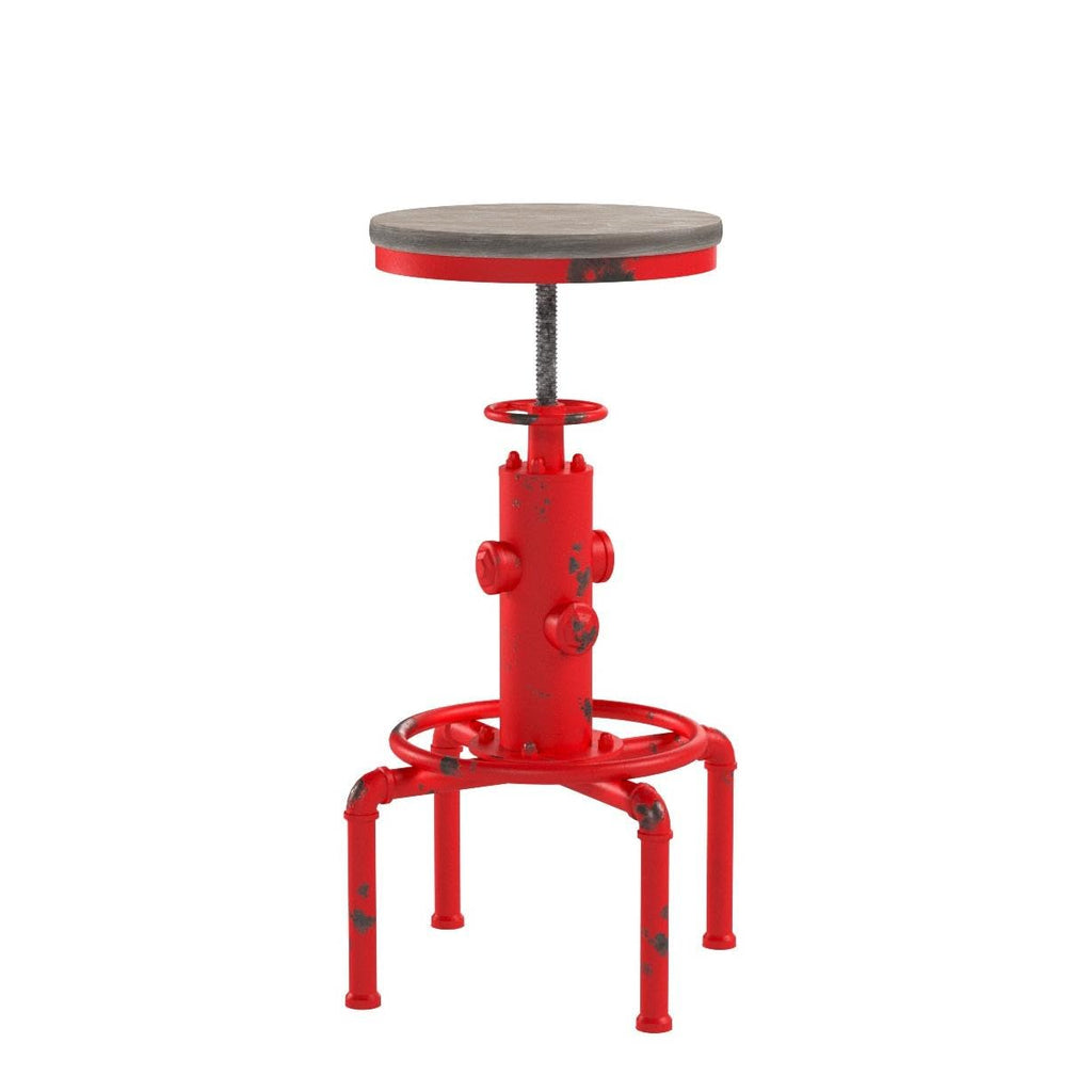 Aged Antique Vintage Industrial Barstool Solid Wood Water Pipe Fire Hydrant Design Cafe Coffee Industrial Bar Stool