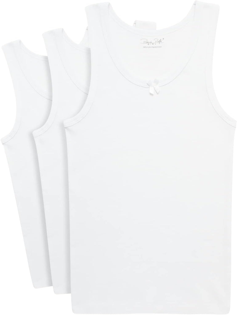 Girls Tank Tops 3 Pack 100% Cotton Scoop Neck Sleeveless