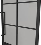 36 in. x 84 in. 6 Lite Frost Glass Black Steel Frame Prehung Interior Door with Door Handle