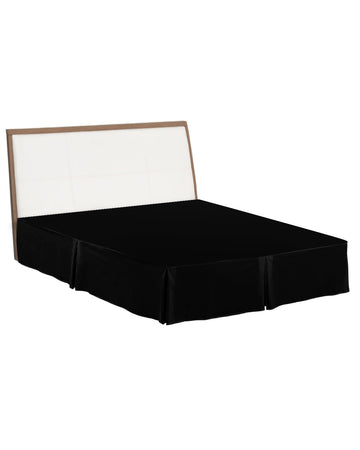 Black Bed Skirt King Size 18 Inch Drop, Pleated Bed Frame Cover, Pure Black Luxury Sheet & Wrap Around Bed Skirts Box
