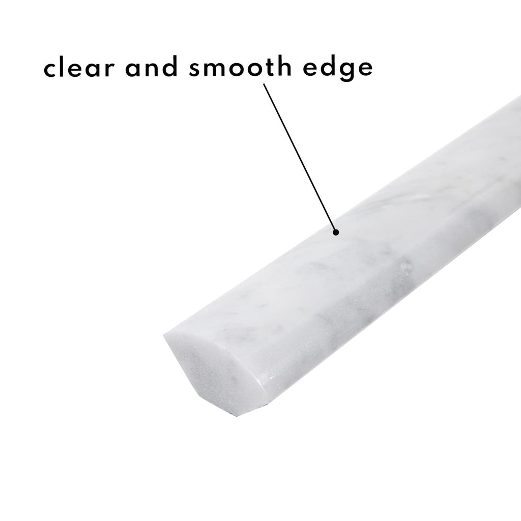 Carrara 1" X 12" Marble Quarter Round Tile Liner, Edge Trim Molding for Shower and Backsplash, Bullnose Tile Trim