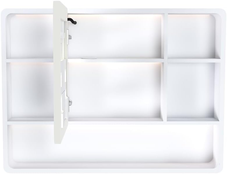 Wall Mounted Bathroom Mirror Cabinet with LED Lights, Anti-Fog Explosion-Proof, Touch Control Medicine Cabinet, 3