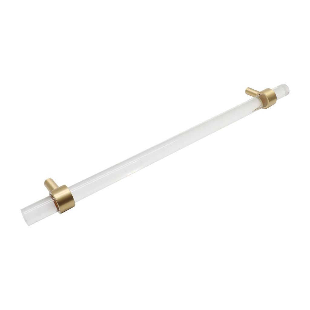 Brushed Brass Acrylic Cabinet Pulls,9" Hole Center,2pcs,Clear