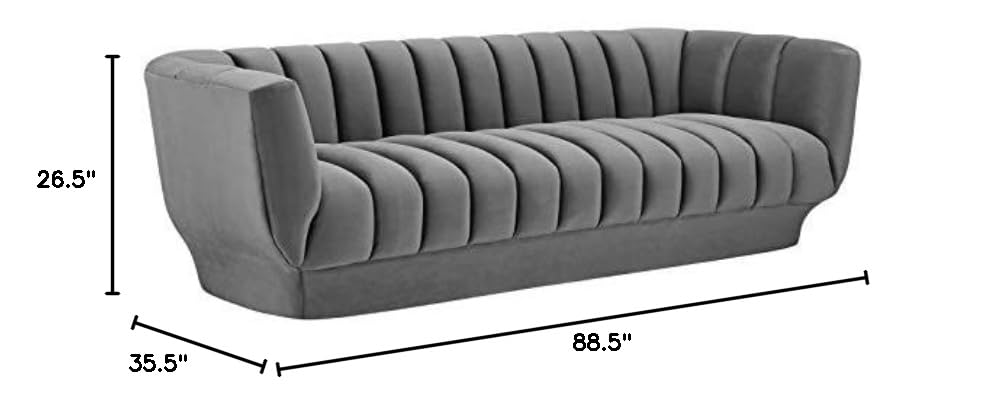 Sofa Entertain Vertical Channel Tufted Performance Couch in Gray