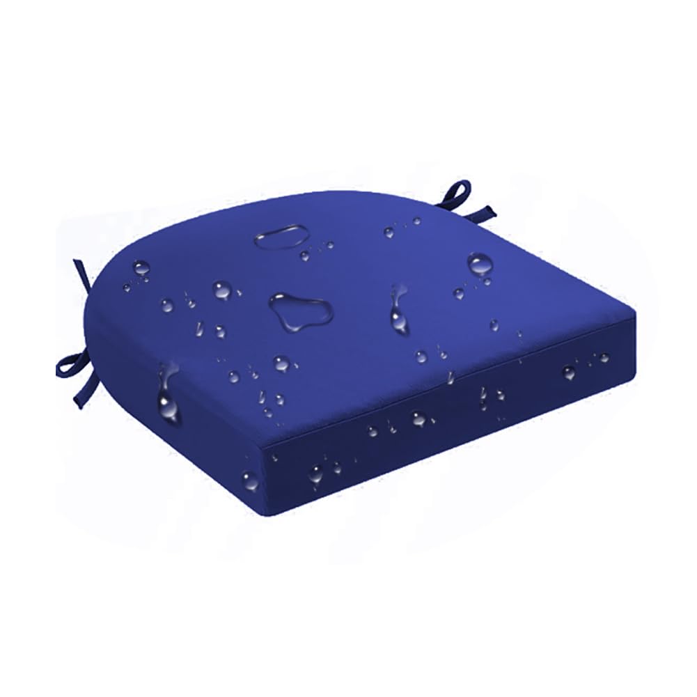Outdoor Chair Cushion, Round Corner, 18.5 x 16 x 2 Inch, Waterproof Patio Seat Cushion with Ties & Removable Cover — Sold Individually