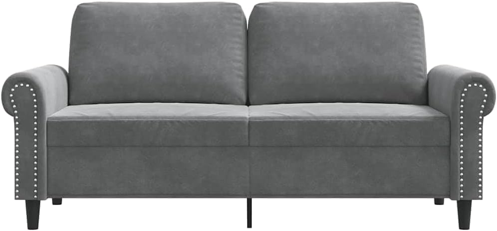Velvet 2-Seater Sofa Dark Gray 55.1 Inches, Small Loveseat with Sturdy Metal Frame, Thickly Padded Seat and Back