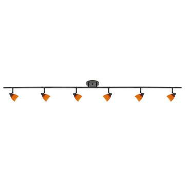 Fixed Track Lighting Kit Dark Bronze Finished Amber Glass Shades