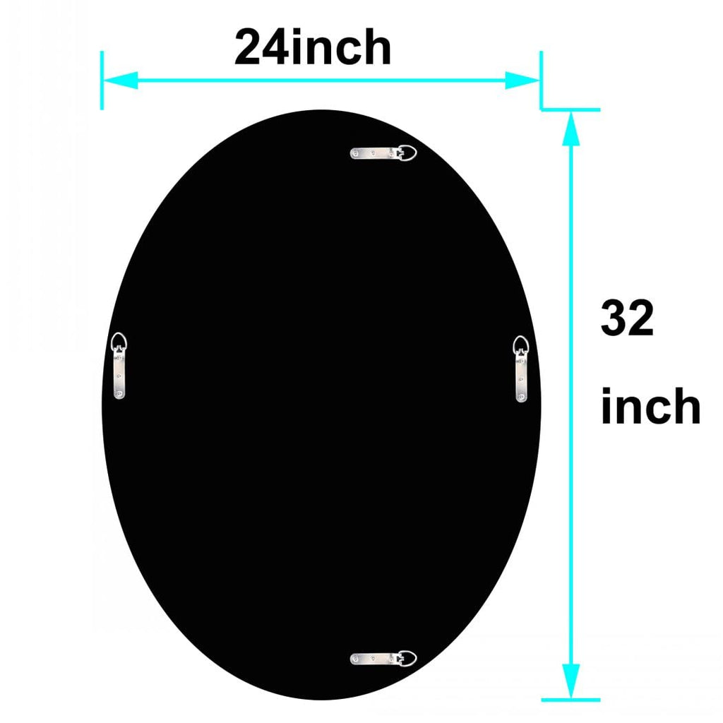 Crystal Crushed Diamond Oval Shaped Silver Mirror Glam Bling for Wall Decoration 24x32x0.9inch Frameless Wall Hang