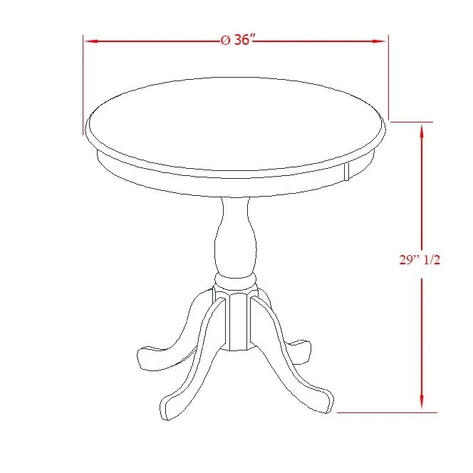 West Furniture AMT-MAH-TP Antique Dining Room Table - a Round Kitchen Table Top with Pedestal Base, 36x36 Inch