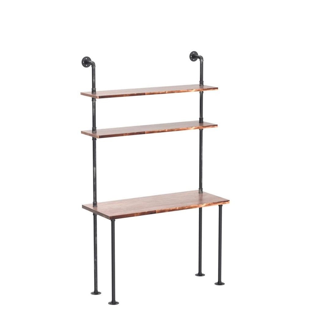 Industrial Style Office Decor, Computer Desk 47.2"×20"×79" with 2-Tier Storage Pipe Shelves, Bookshelf Laptop