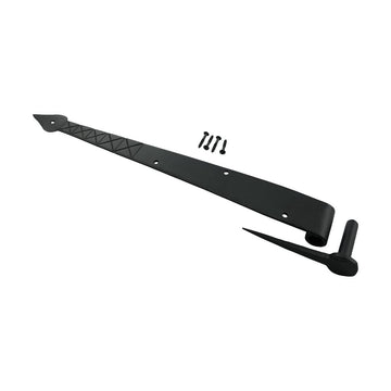 Supply Black Spear Tip Strap Pintle Hinge 16 in. Long Diamond Etch Style Wrought Iron Lift Off Pin Hinges for Doors