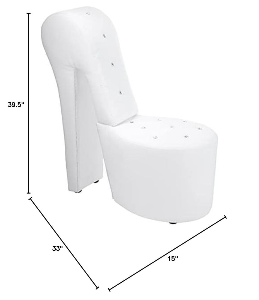 Tristam 40" Modern Glam High Heel Lounge Chair - White Faux Leather