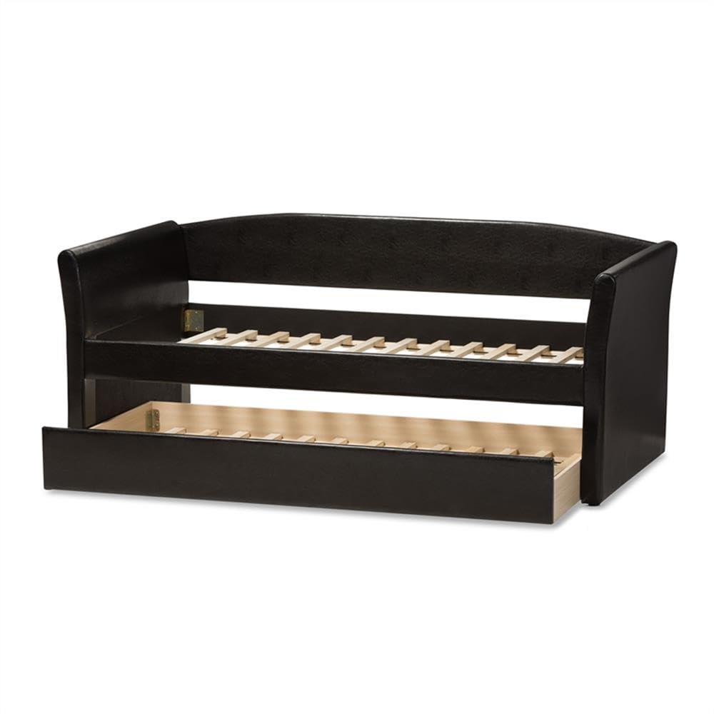 Camino Faux Leather Daybed with Trundle in Black