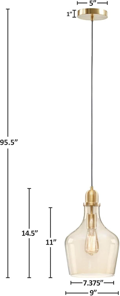 Auburn Pendant Lighting for Dining Room, Industrial Kitchen Lights, Hand-blown Glass Bell Shaped Pendant Light for