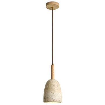 Japanese Style Wabi Sabi Stone Shade Pendant Lamp, Modern Wood Pendant Light, Bedroom Bedside Pendant Light Dining