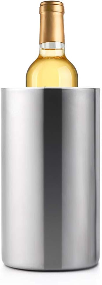 Wine Chiller Bucket, Stainless Steel Double Wall Wine Cooler Bucket, Keeps Cold for Hours Wine Bottle Cooler Chiller