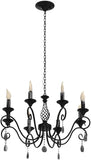 Chandeliers,8-Light French Country Crystal Candle Chandelier,Industrial Black Vintage Pendant Light Fixture Hanging Lights for Living Room Kitchen Dinner Room Island Kitchen A109-B07ZFJM84Z
