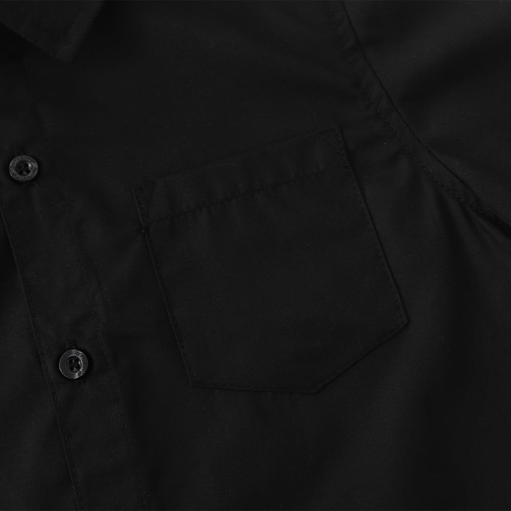 Boys' Short Sleeve Dress Shirts Formal Uniform Poplin Solid