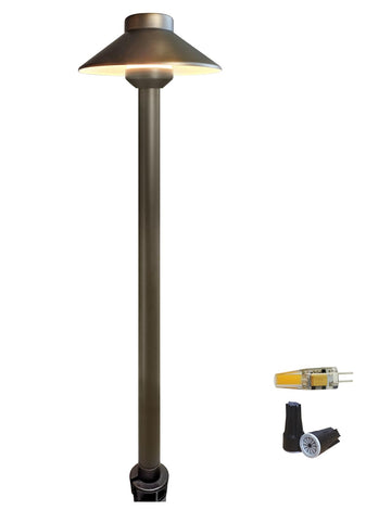 Brass Low Voltage Pathway Lights Outdoor 1-Pack with 2W LED G4 Bulb, Garden Path Lights Electric, IP65 Waterproof