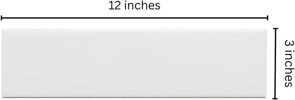 White 3x12 Glossy Ceramic Subway Tile - 50 Pcs (12.5 Sqft) Backsplash, Bathroom Shower Walls, Accent Decor, Easy