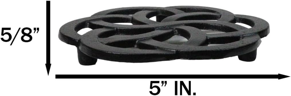 5" D Traditional Cast Iron Metal Tetsubin Teapot Trivet Stand Furniture Countertop Surface Protector Decorative