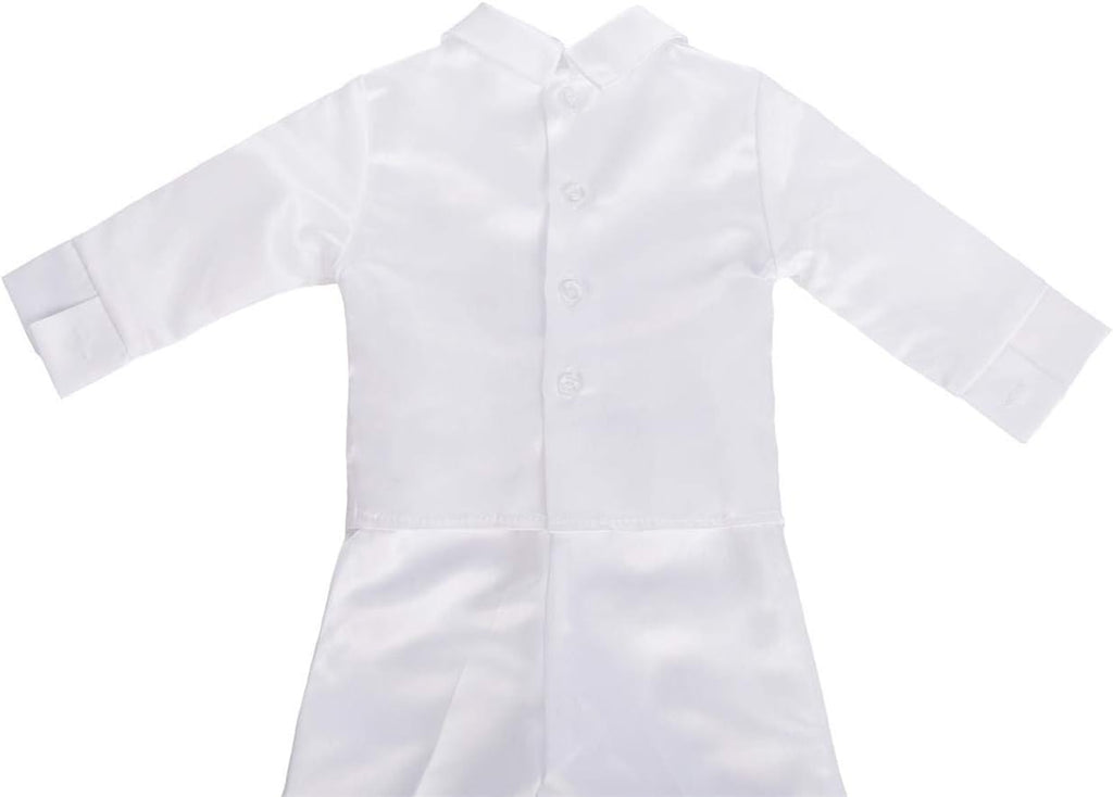 Baby Boys Christening Suit White Baptism Outfits with Bonnet
