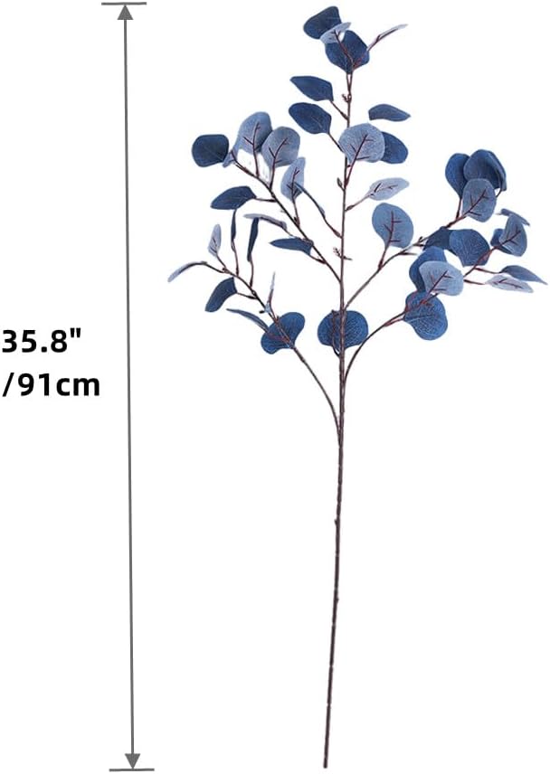 Artificial Eucalyptus Stems, Faux Eucalyptus Leaves,95cm, Navy Blue - Set of 4