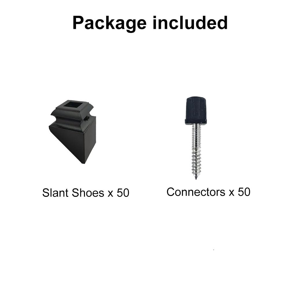 Adjustable Angle Connectors for 1/2" Square Balusters Installation with Screws (50 Connectors 50 Slant Shoes)