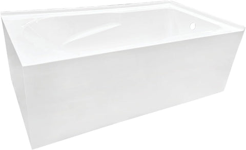 VTAM6032R21TS 60-Inch Acrylic 2-Wall Corner Alcove Tub with Right Hand Drain, White