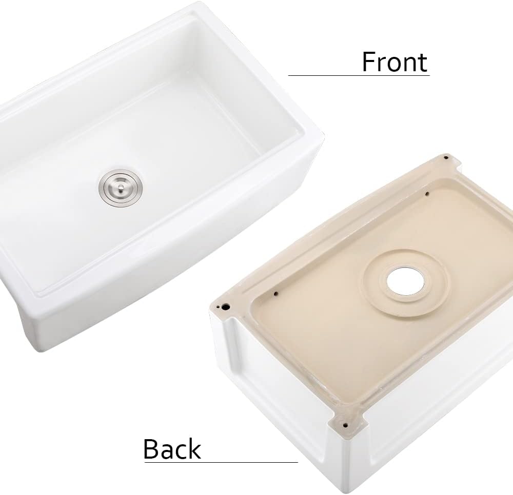 33 Inch Farmhouse Sink White Fireclay Porcelain Ceramic Farm Sink | 33x21 Farmhouse Kitchen Sink,Apron Front
