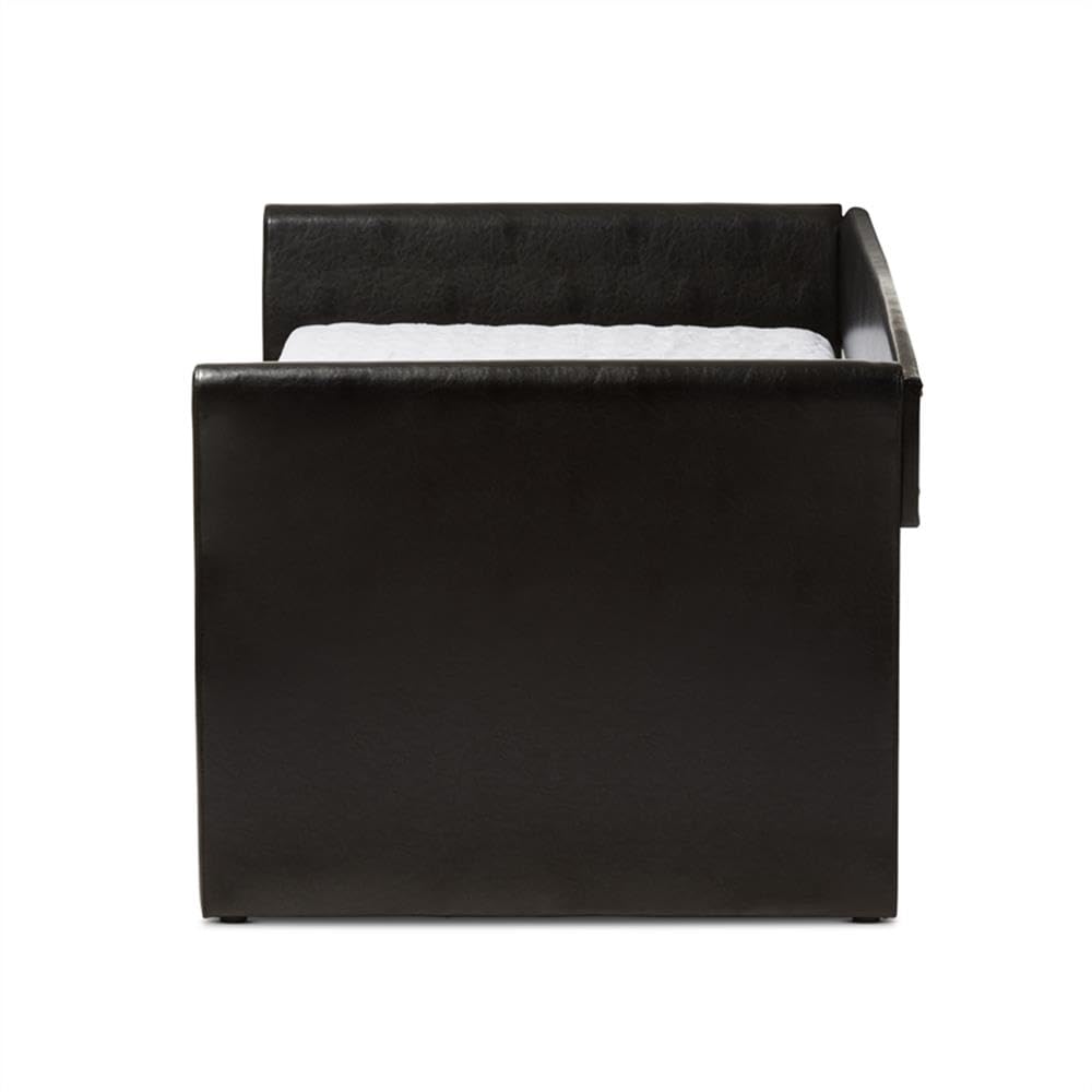 Camino Faux Leather Daybed with Trundle in Black