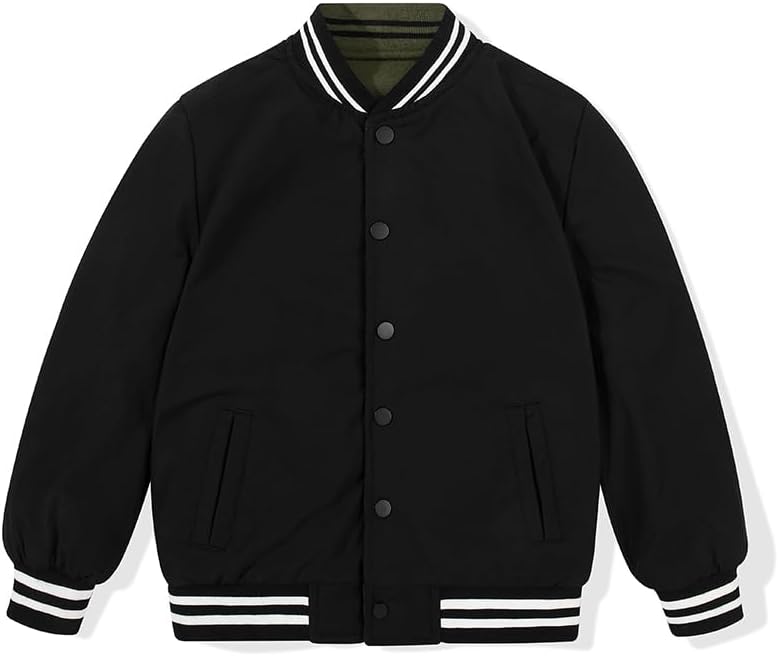 Boys Bomber Jacket Reversible Flight Jackets Fall Spring Varsity Windbreaker