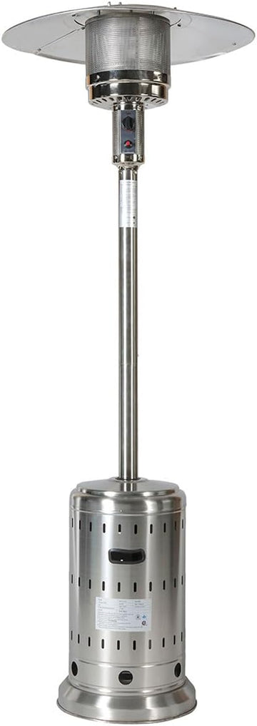 48,000 BTU Outdoor Patio Heater, Stainless Steel Propane Heater with Wheels & Safety Shut-Off, Commercial &