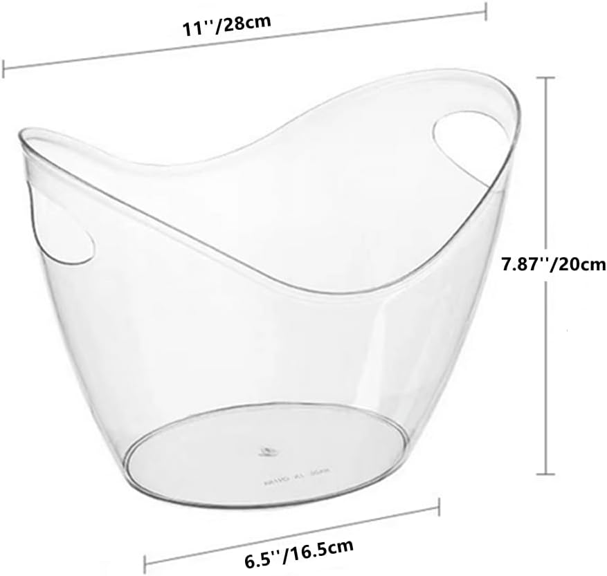 Ice Bucket for Parties 4 Liter Beverage Tub Ice Tub Wine Beer Drink Buckets-Parties Bar Clear Plastic Ice - Set of 2