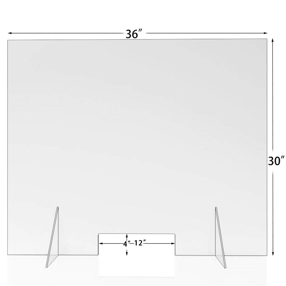 Sneeze Guard - 36" W x 30" T Acrylic Divider Protection Barrier Shield Checkout Counter Desk