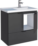 24 Inch Floating Bathroom Vanity with Cultured Marble Sink, Wall-Mounted Cabinet with Soft-Close Door, Modern Design, Black